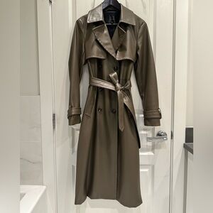 Dynamite Olive Green Faux Leather Trench Coat